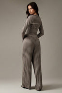 Hattie | Women's Striped Button Front Long Sleeve Two Piece Set