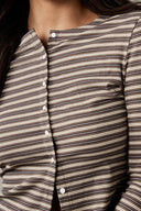 Hattie | Women's Striped Button Front Long Sleeve Two Piece Set