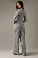 Hattie | Women's Striped Button Front Long Sleeve Two Piece Set