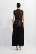 Haven | Women's High Neck Lace Bodice Chiffon Maxi Dress