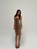 Helena | Women's Sequin Leopard Low-Rise Bodycon Skirt Two-Piece Set