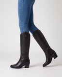 Heloise | Women's Western Pointed Toe Stitched Block Heel Knee High Boots
