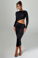 Henley | Women's Long Sleeve Ruched Bodycon Cut-Out Midi Party Dress