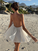 Holly | Women's Halter Backless Ruffle Flowy Mini Beach Dress