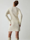 Iliana | Women's Crew Neck Long Sleeve Flared Hem Ribbed Knit Mini Dress