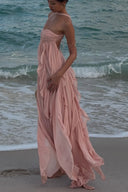 Imogen | Women's Strapless Ruffled Maxi Wedding Guest Dress