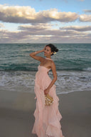 Imogen | Women's Strapless Ruffled Maxi Wedding Guest Dress