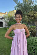 Imogen | Women's Strapless Ruffled Maxi Wedding Guest Dress