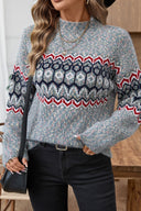 Indigo | Women's Casual Long Sleeve Geometric Knit Winter Sweater