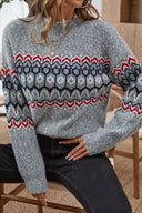 Indigo | Women's Casual Long Sleeve Geometric Knit Winter Sweater