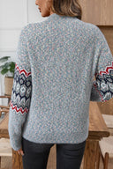 Indigo | Women's Casual Long Sleeve Geometric Knit Winter Sweater