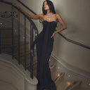 Itzel | Women's Strapless Sweetheart Neck Draped Front Ruched Maxi Dress