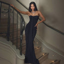 Itzel | Women's Strapless Sweetheart Neck Draped Front Ruched Maxi Dress