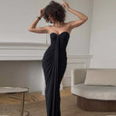 Itzel | Women's Strapless Sweetheart Neck Draped Front Ruched Maxi Dress