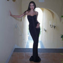 Itzel | Women's Strapless Sweetheart Neck Draped Front Ruched Maxi Dress