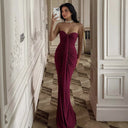 Itzel | Women's Strapless Sweetheart Neck Draped Front Ruched Maxi Dress