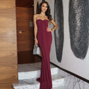 Itzel | Women's Strapless Sweetheart Neck Draped Front Ruched Maxi Dress