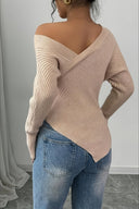 Jacinda | Women's One Shoulder Long Sleeve Asymmetric Knit Sweater