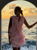 Jazlyn | Women's V-Neck Off-Shoulder Ruffled Mini Summer Dress