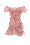 Jazlyn | Women's V-Neck Off-Shoulder Ruffled Mini Summer Dress