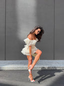 Jazlyn | Women's V-Neck Off-Shoulder Ruffled Mini Summer Dress