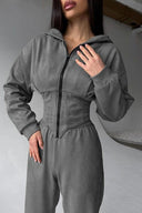 Jazmine | Women's Zip Front Long Sleeve Hooded Drawstring Two Piece Set