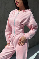 Jazmine | Women's Zip Front Long Sleeve Hooded Drawstring Two Piece Set