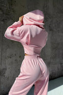 Jazmine | Women's Zip Front Long Sleeve Hooded Drawstring Two Piece Set