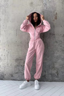 Jazmine | Women's Zip Front Long Sleeve Hooded Drawstring Two Piece Set