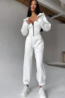 Jazmine | Women's Zip Front Long Sleeve Hooded Drawstring Two Piece Set