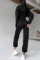 Jazmine | Women's Zip Front Long Sleeve Hooded Drawstring Two Piece Set