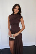 Jenna | Women's High Neck Ruched Draped Mini Dress