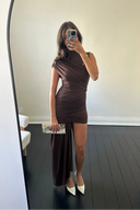 Jenna | Women's High Neck Ruched Draped Mini Dress