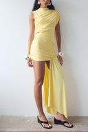 Jenna | Women's High Neck Ruched Draped Mini Dress