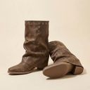 Joanie | Women's Square Toe Eyelet Detail Low Block Ankle Heel Boots