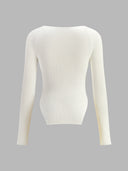 Joella | Women's Long Sleeve Ribbed Pointed Hem Sweetheart Knit Top