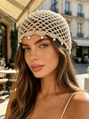 Joy | Women’s Crochet Pearl Beaded Festival Vacation Head Beanie