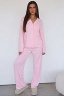 Judy | Women's Notch Collar Button Front Long Sleeve Pajama Set with Pants