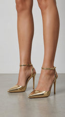 Jula | Women’s Metallic Pointed Toe Stiletto Sandals