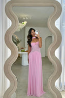 June | Women's Strapless Twisted Bodice Pleated Maxi Summer Dress