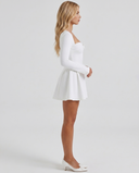 Justine | Women's Party Sweetheart Neck Long Sleeve Ruched Mini Dress