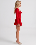 Justine | Women's Party Sweetheart Neck Long Sleeve Ruched Mini Dress