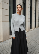 Kallie | Women's Front Slit Long Sleeve Ribbed Knit Sweater