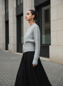 Kallie | Women's Front Slit Long Sleeve Ribbed Knit Sweater