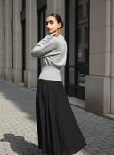 Kallie | Women's Front Slit Long Sleeve Ribbed Knit Sweater