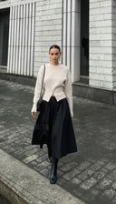 Kallie | Women's Front Slit Long Sleeve Ribbed Knit Sweater