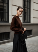 Kallie | Women's Front Slit Long Sleeve Ribbed Knit Sweater