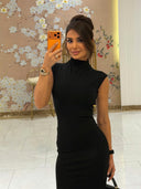 Kamari | Women's Mock Neck Sleeveless Floor Length Side Ruching Maxi Dress