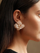Kamryn | Women's Layered Petal Beaded Flower Stud Earrings