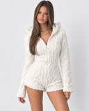 Karen | Women's Teddy Bear Plush Hooded Long Sleeve Romper with Bear Ears